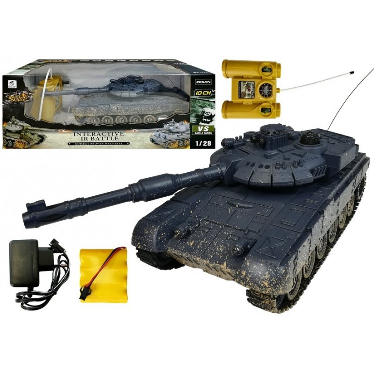Tank s bunkrom 1:28 RC - čierny, zablatený
